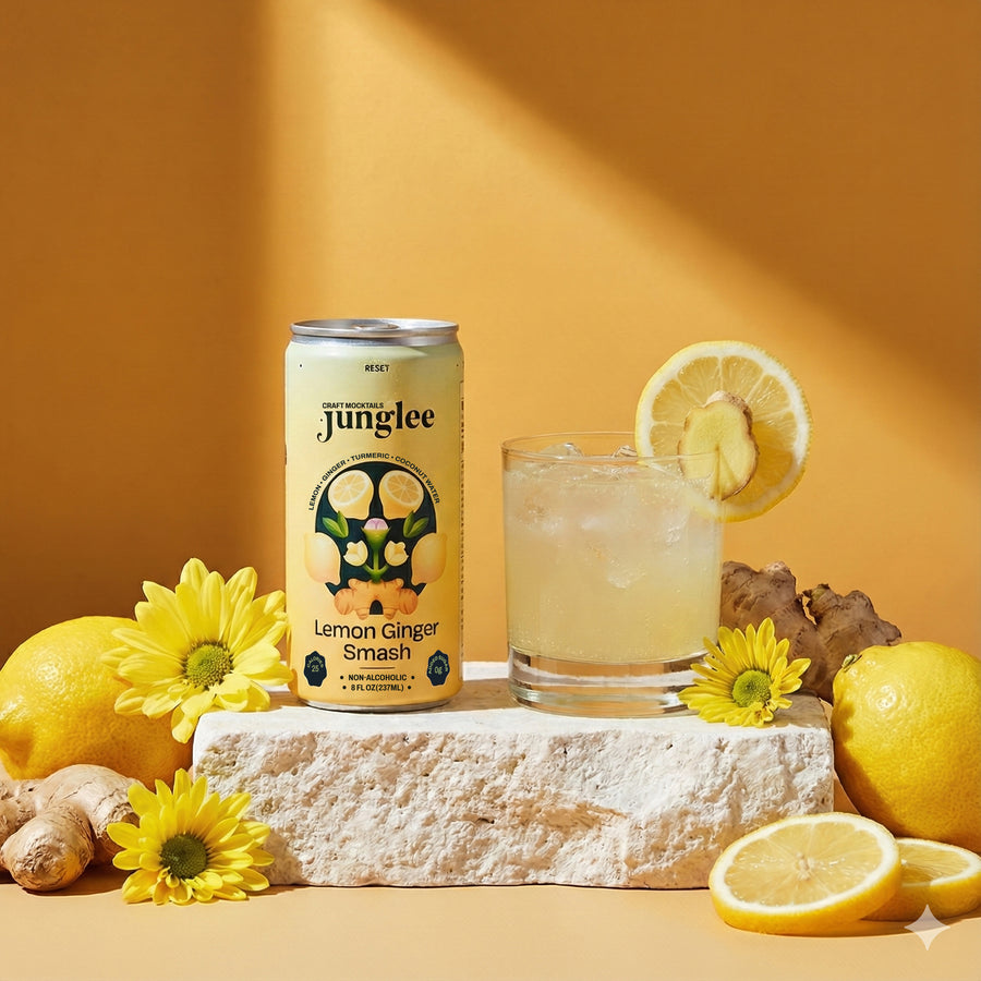 Junglee Lemon Ginger Smash sparkling ginger and turmeric drink